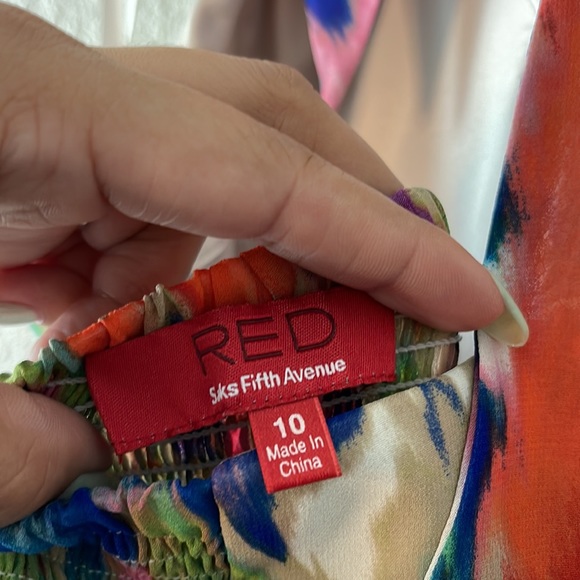 RED Saks Fifth Avenue Halter Colorful Dress - Picture 6 of 9